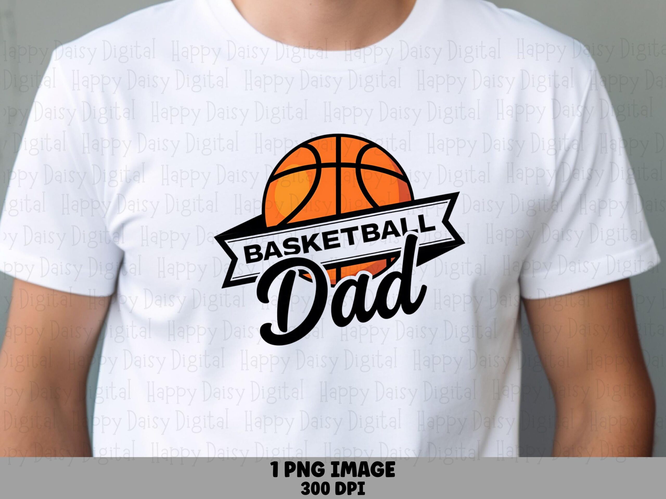 Basketball Dad PNG, Sublimation Design - Black Orange Ribbon, Print-Ready 300DPI | Commercial Use, POD