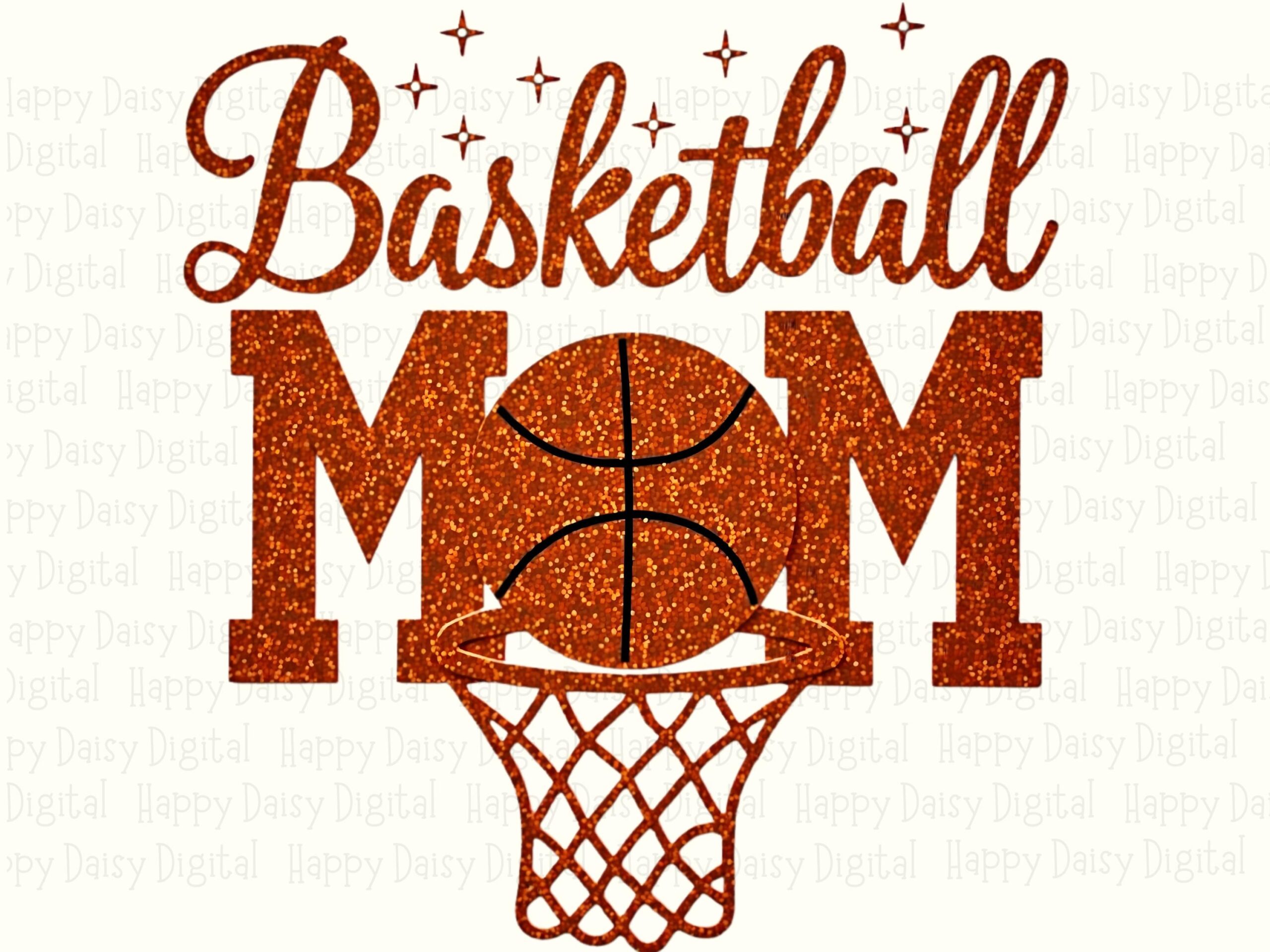 Basketball Mom, Orange Glitter Script PNG - Hoop O Design | Sublimation, 300 DPI, Commercial Use - Image 2