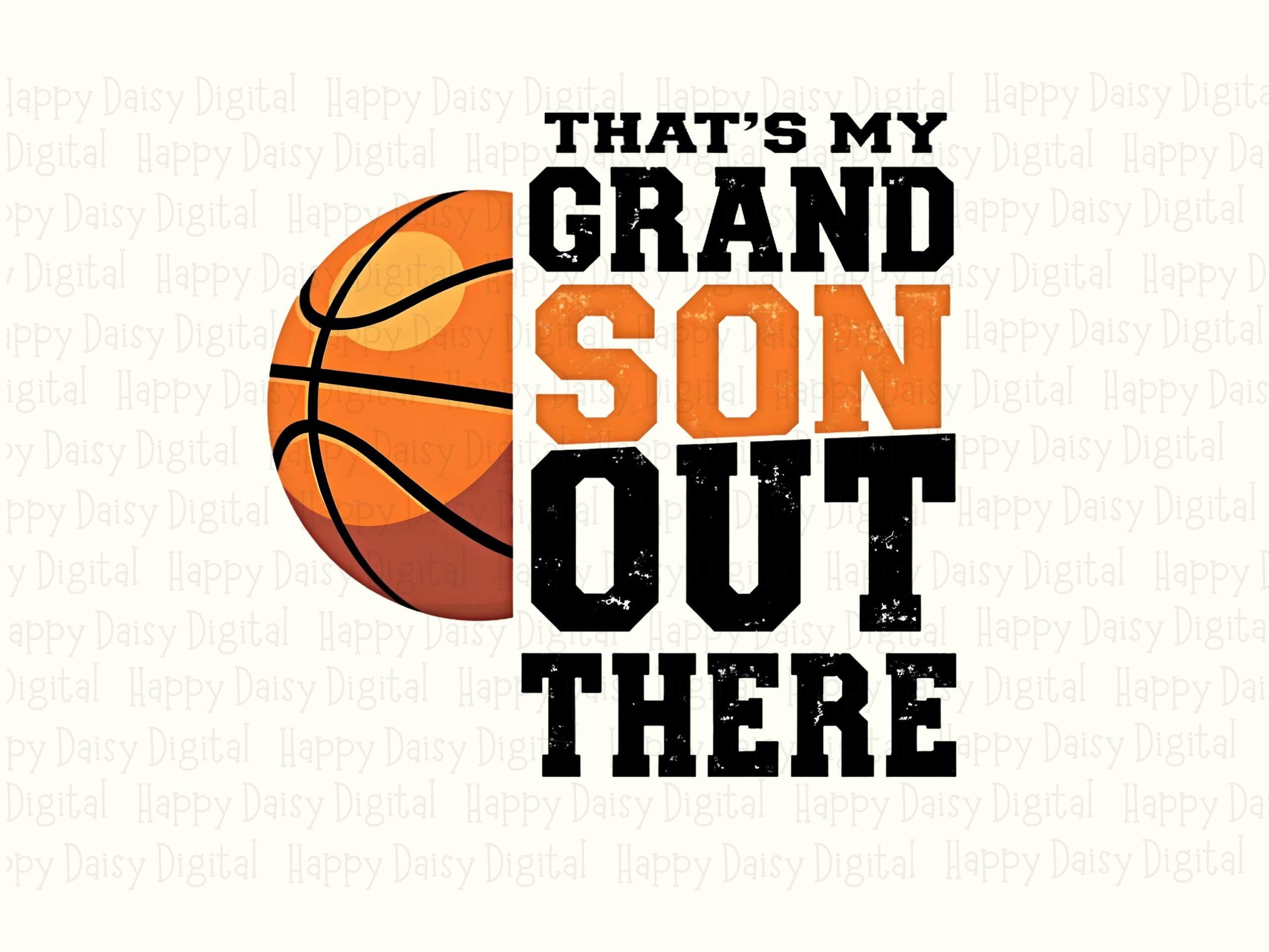 Grandson Png Design, Distressed Athletic Basketball Graphic | Commercial Use, Sublimation, 300 DPI - Image 2
