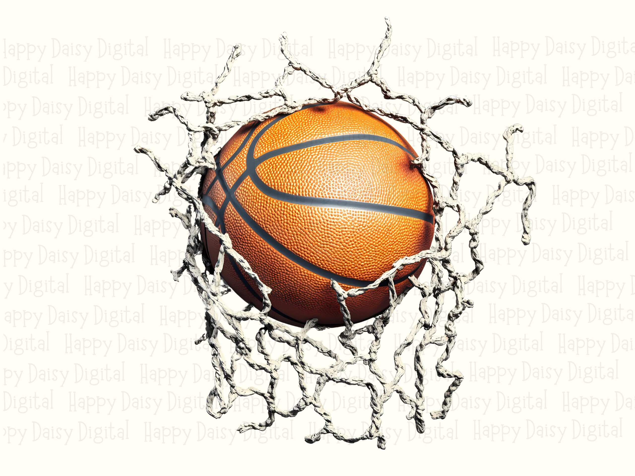 Torn Net, Realistic Basketball Burst PNG | Sublimation Commercial Use | 300 DPI, Transparent - Image 2