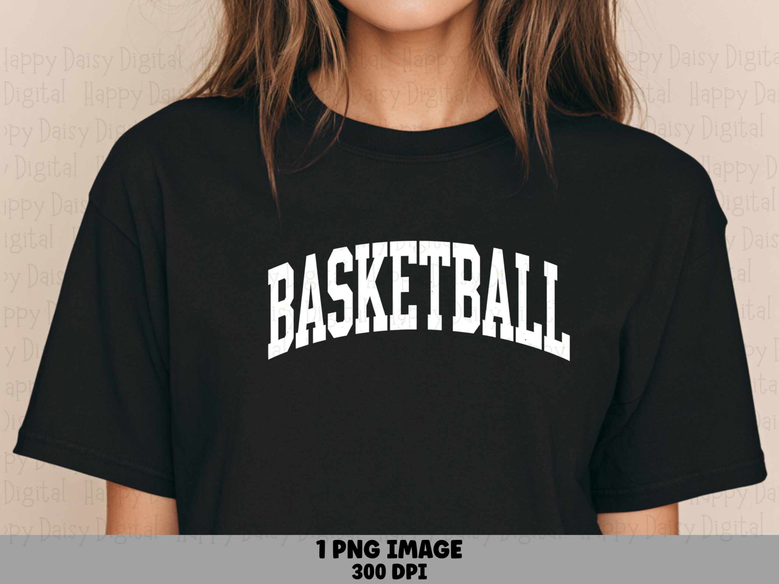 Varsity Basketball Arch PNG, Distressed Arched Text - Sublimation Clipart, Commercial Use, 300 DPI
