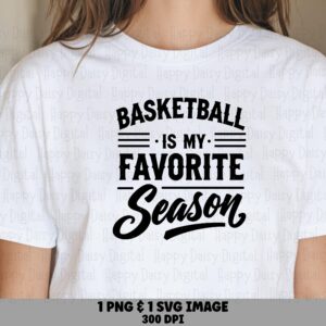 Favorite Season, Arched Cursive Basketball Design PNG & SVG, Sublimation Clipart - Commercial Use, 300 DPI