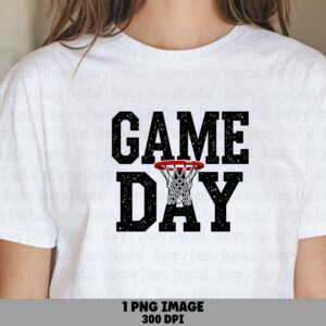 Game Day, Distressed Basketball Hoop PNG | Sublimation Commercial Use, 300 DPI, Transparent, Print-Ready