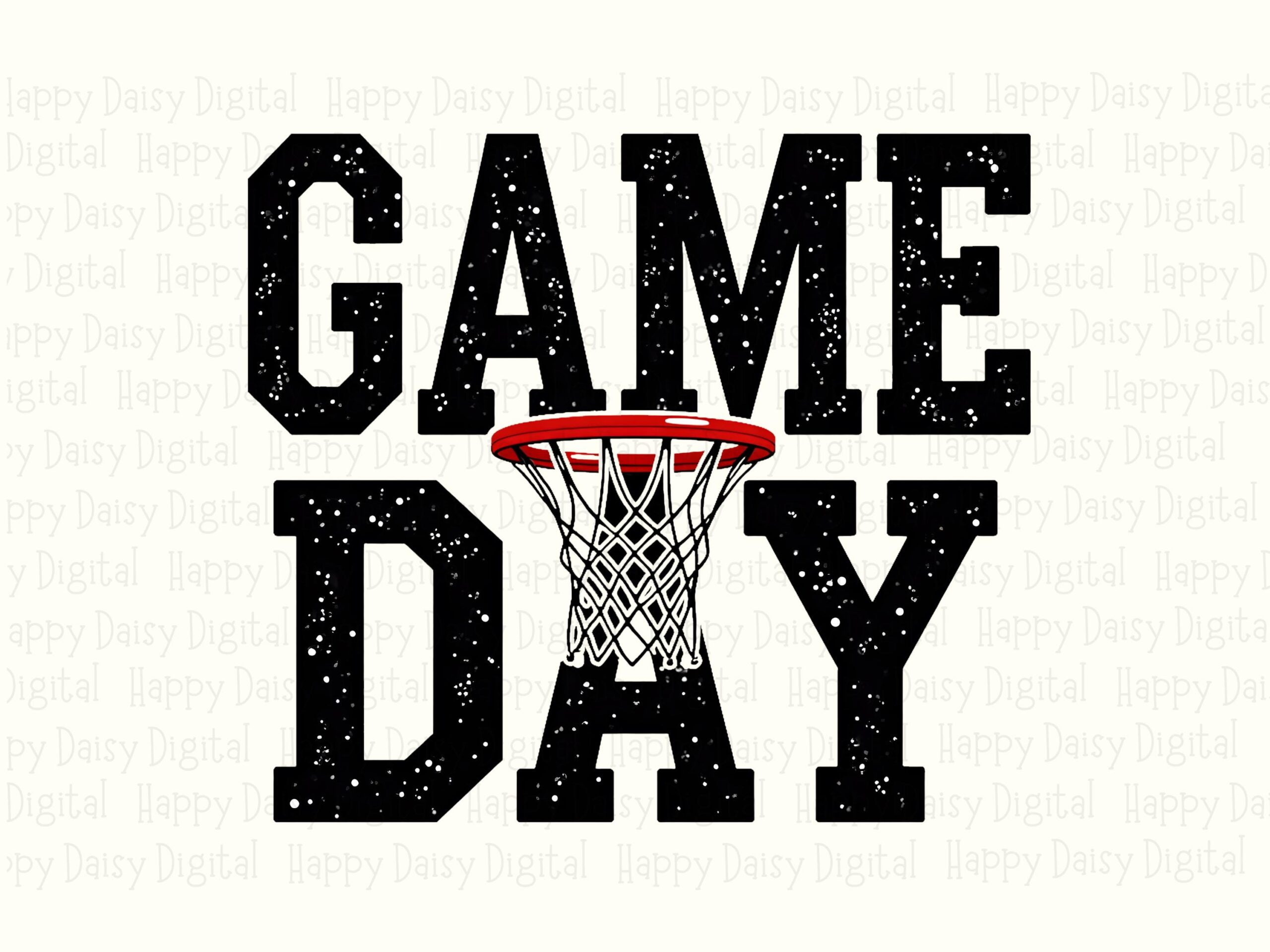 Game Day, Distressed Basketball Hoop PNG | Sublimation Commercial Use, 300 DPI, Transparent, Print-Ready - Image 2