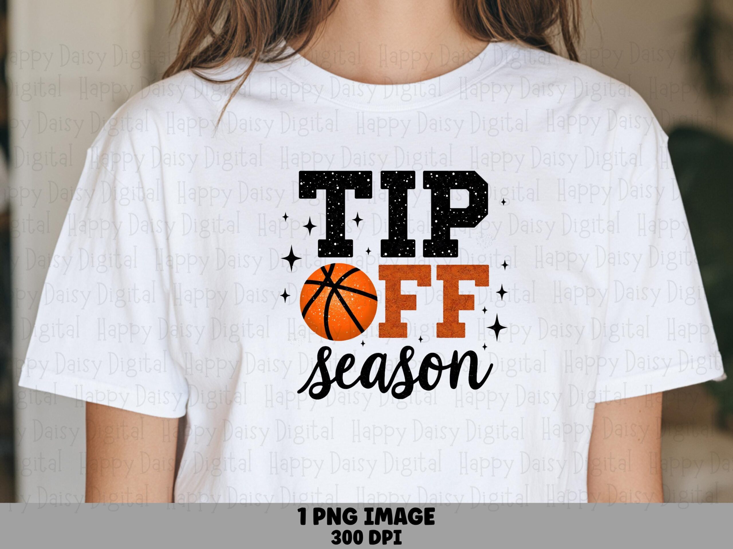 Tip Off Season, Distressed Orange Basketball Graphic Sublimation PNG | Commercial Use | 300 DPI Transparent File