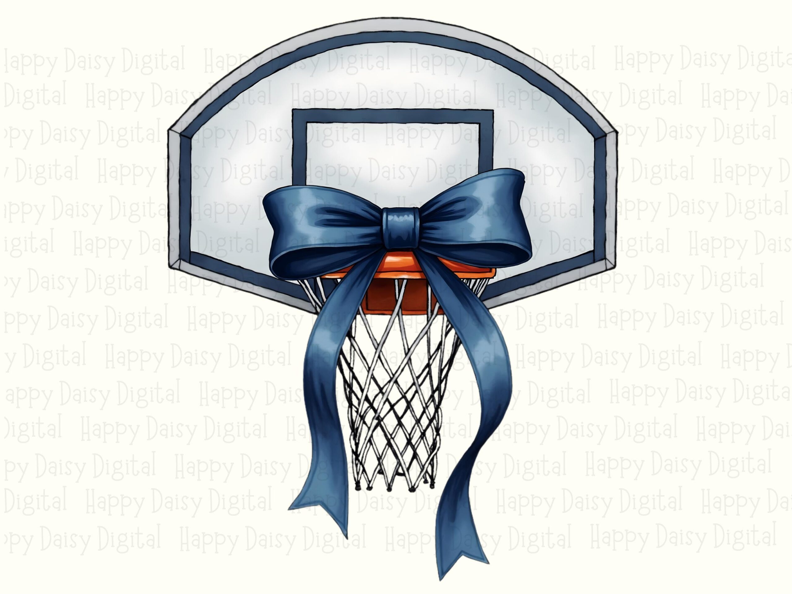 Bow Backboard, Preppy Sporty PNG | Navy Satin Accent Clipart, Commercial Sublimation License | 300 DPI - Image 2