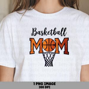 Basketball Mom, Orange Glitter Hoop PNG | Sublimation Clipart | 300 DPI, Commercial License