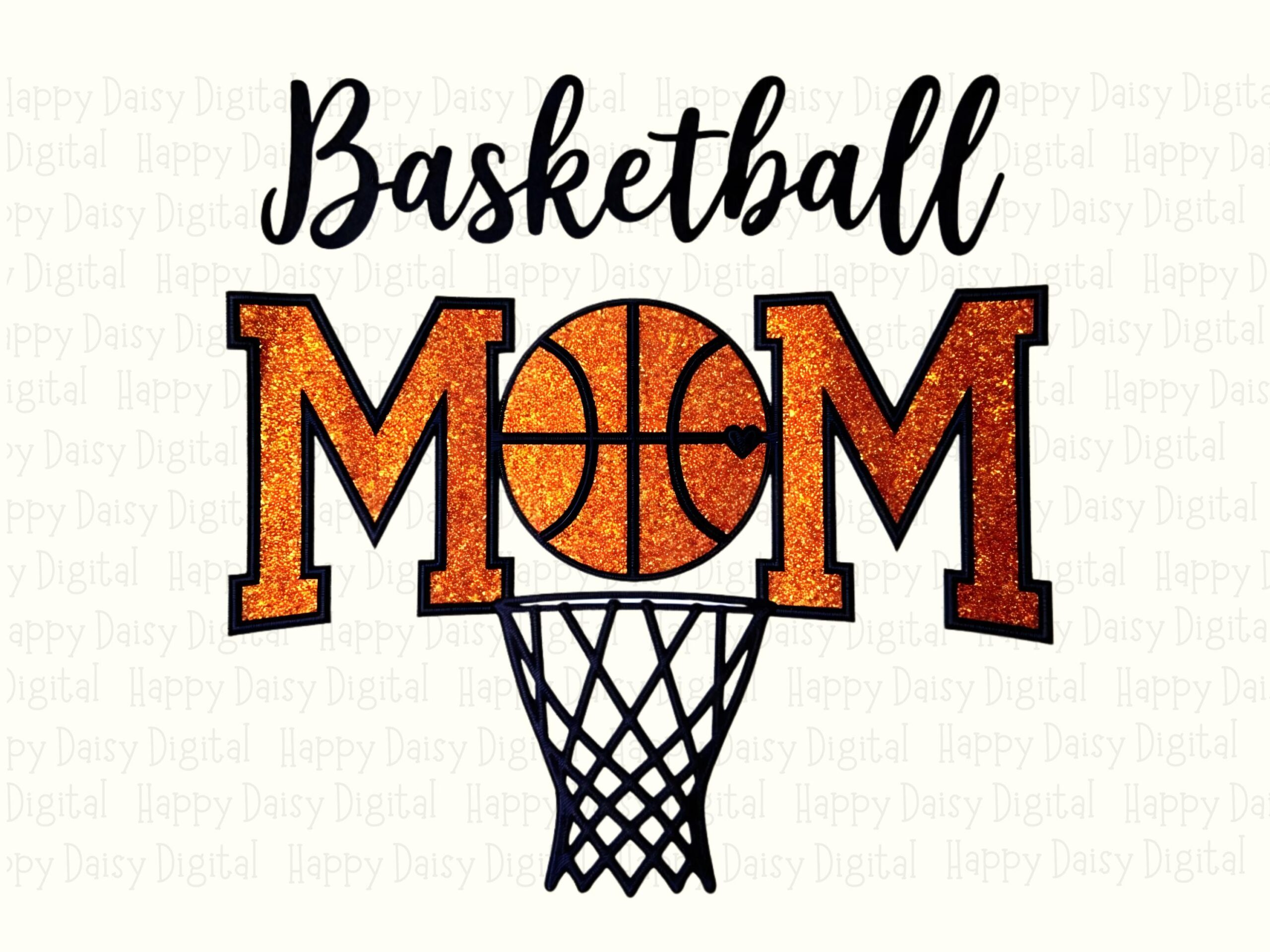 Basketball Mom, Orange Glitter Hoop PNG | Sublimation Clipart | 300 DPI, Commercial License - Image 2