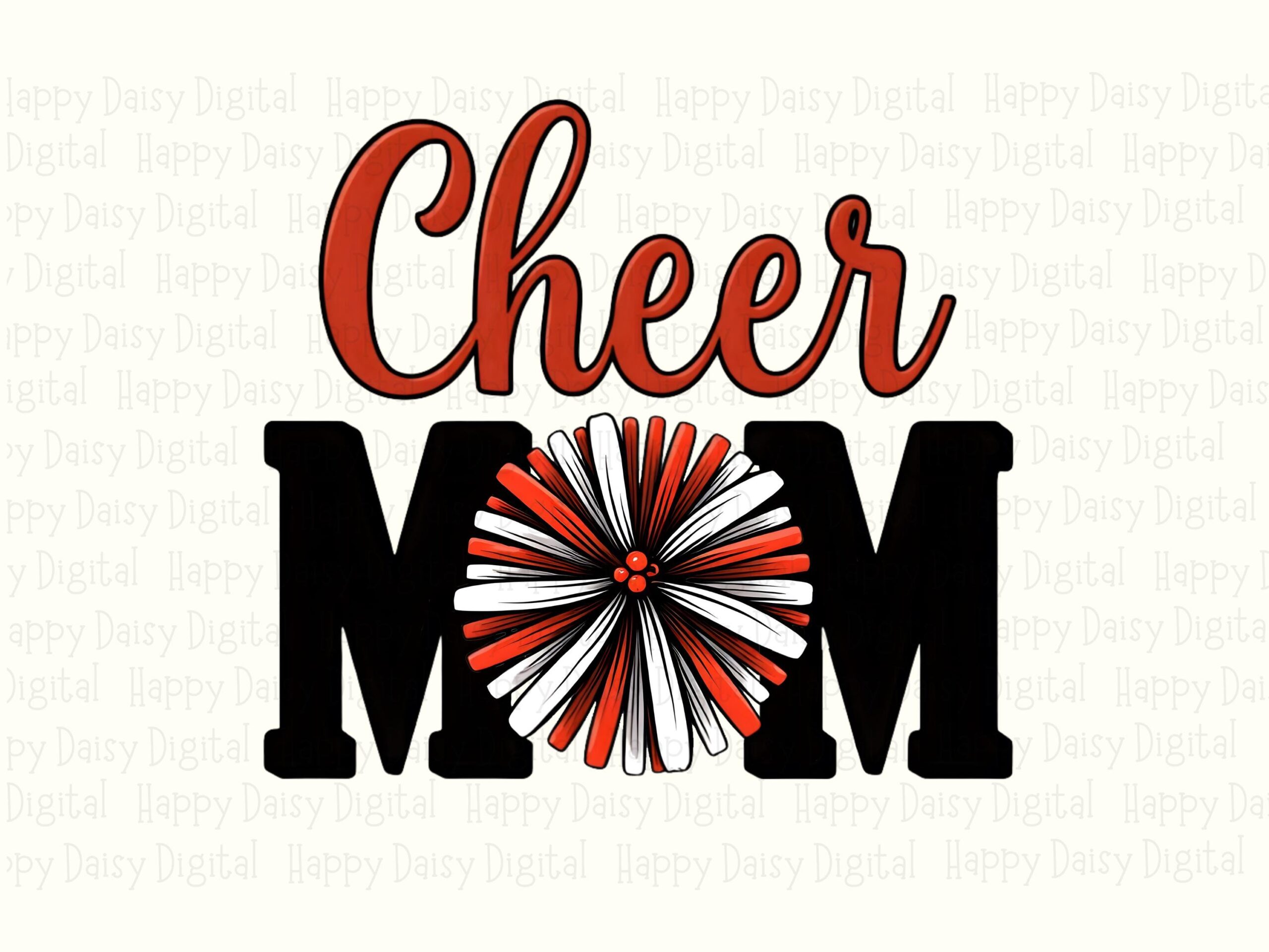 Cheer Mom, Orange Script Over Black Block PNG | Pom Clipart, Sublimation, Commercial License, 300 DPI - Image 2