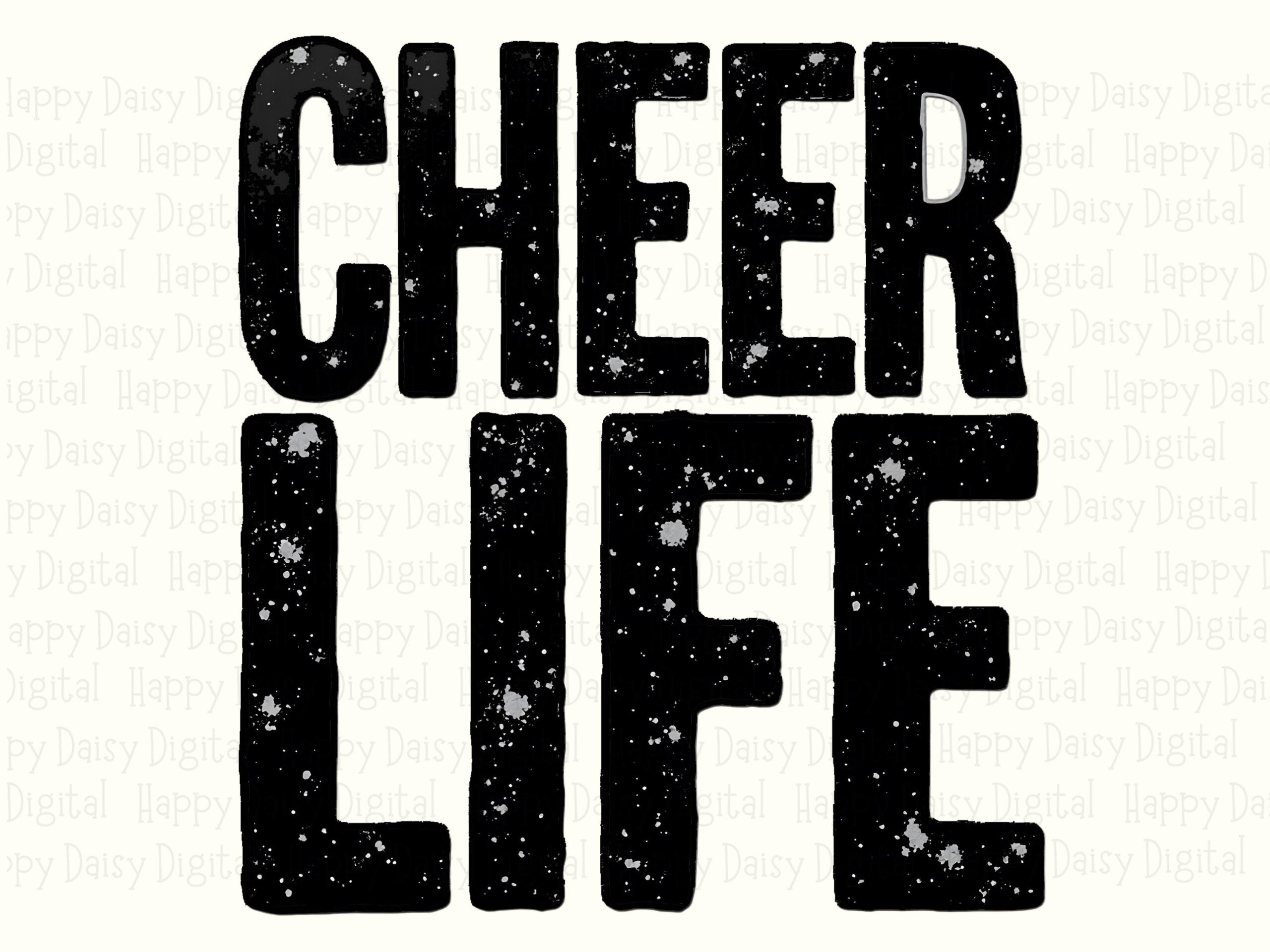 Cheer Life, Distressed Grunge PNG | Bold Block Letters | Sublimation Commercial Use, 300 DPI - Image 2