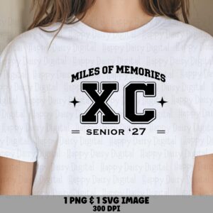 Cross Country, Collegiate XC Senior Design, Miles Of Memories PNG & SVG | Sublimation Files, Commercial Use