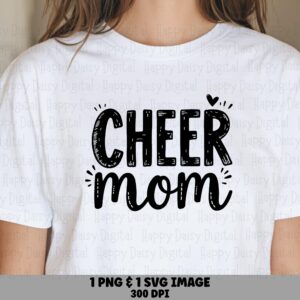 Cheer Mom, Hand-Drawn Clipart PNG & SVG | Sublimation Digital Files, 300 DPI, Commercial Use
