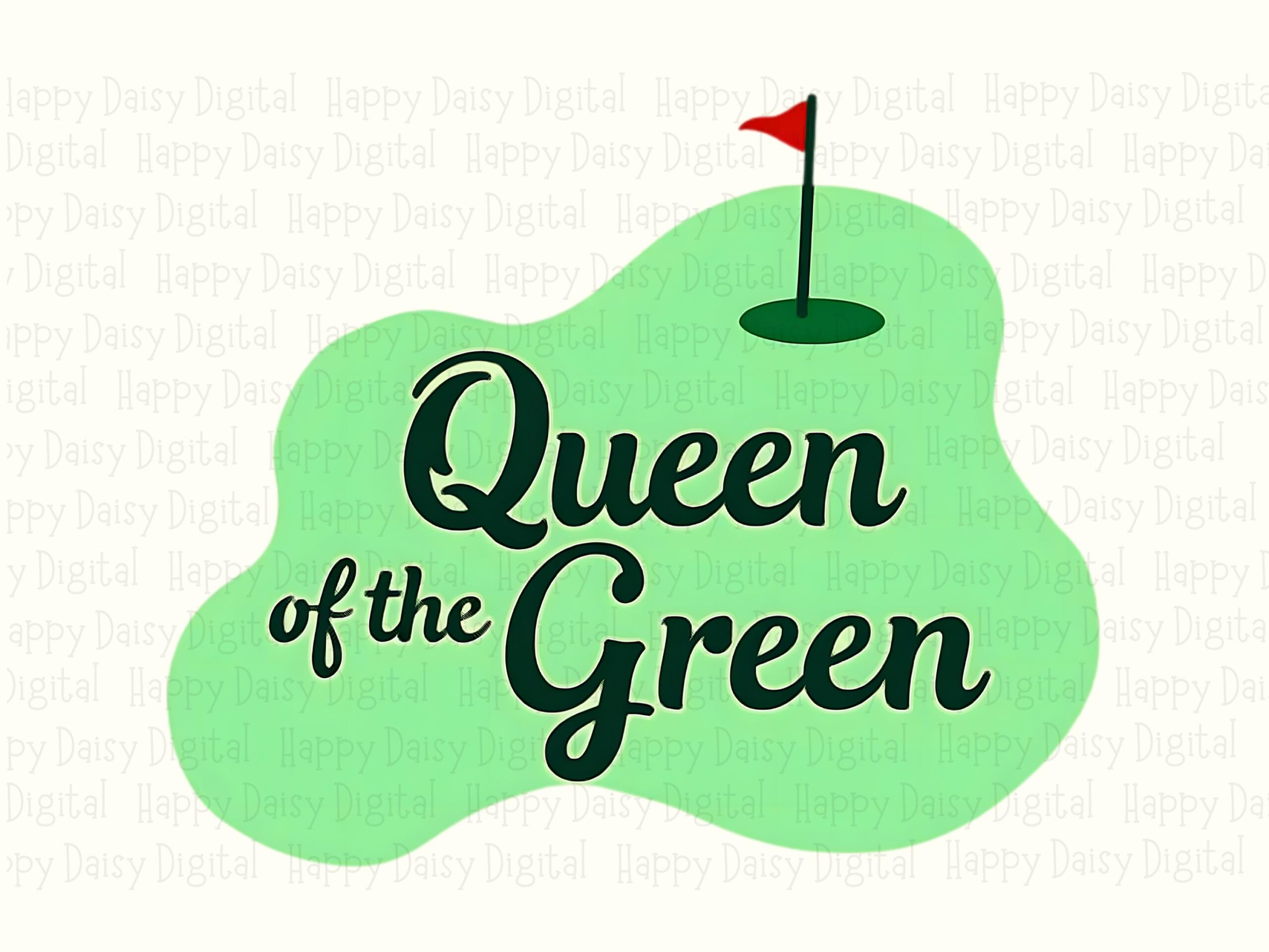 Queen Of Green, Golf Script PNG | Sublimation Commercial Use | 300 DPI, Clear Background, Red Flag Illustration - Image 2
