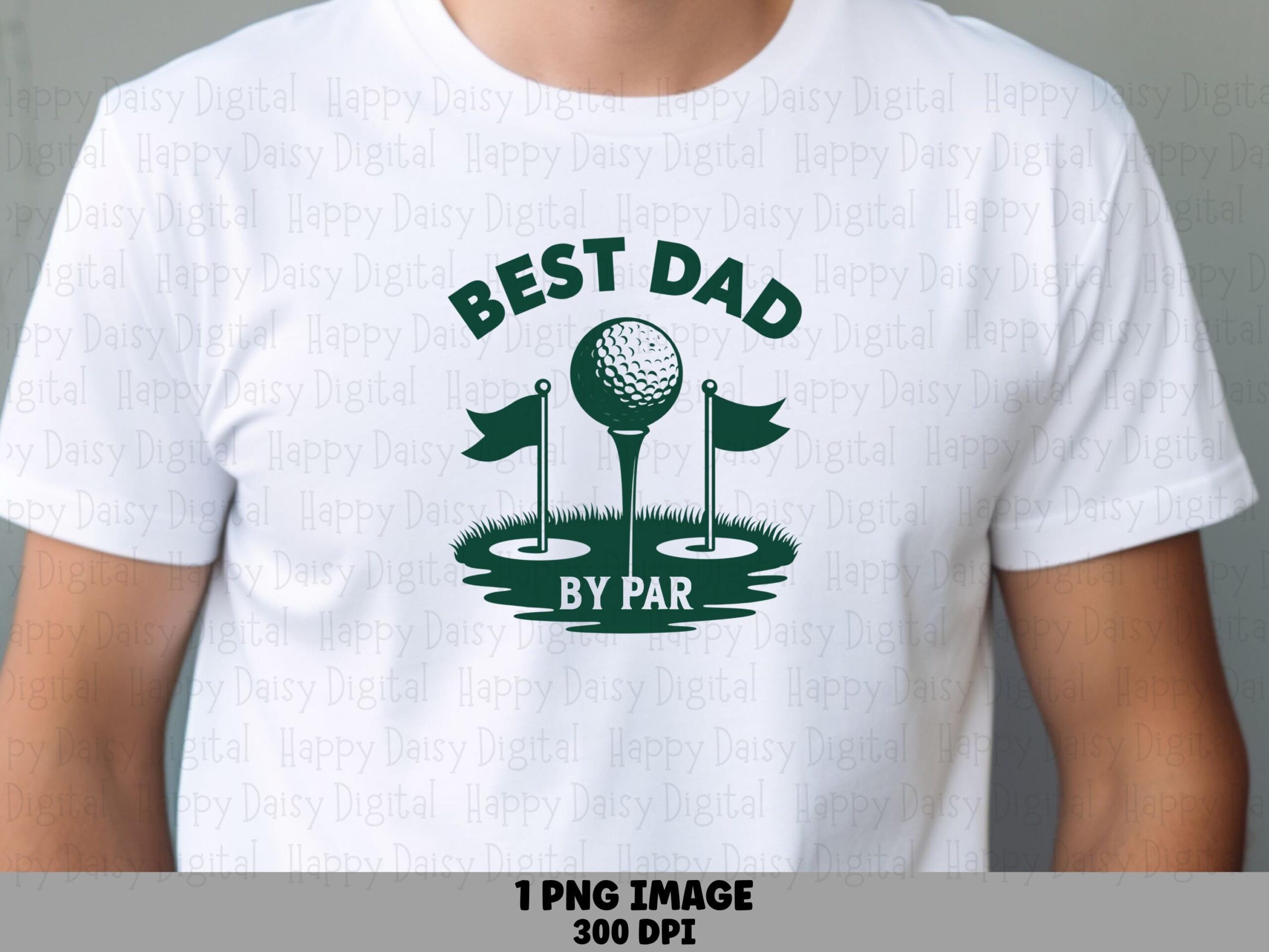 Best Dad, Golf Ball PNG | Dark Green Tee Design, Sublimation Commercial Use, 300 DPI, For POD Sellers