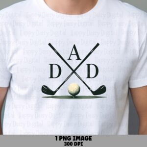 Golf Dad, Crossed Clubs PNG, Ball On Grass Clipart - Sublimation Design, Commercial Use, 300 DPI