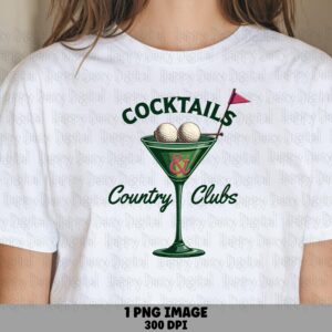 Sublimation PNG, Country Club Cocktail Clipart - Green Martini With Golf Balls | Commercial Use, 300 DPI