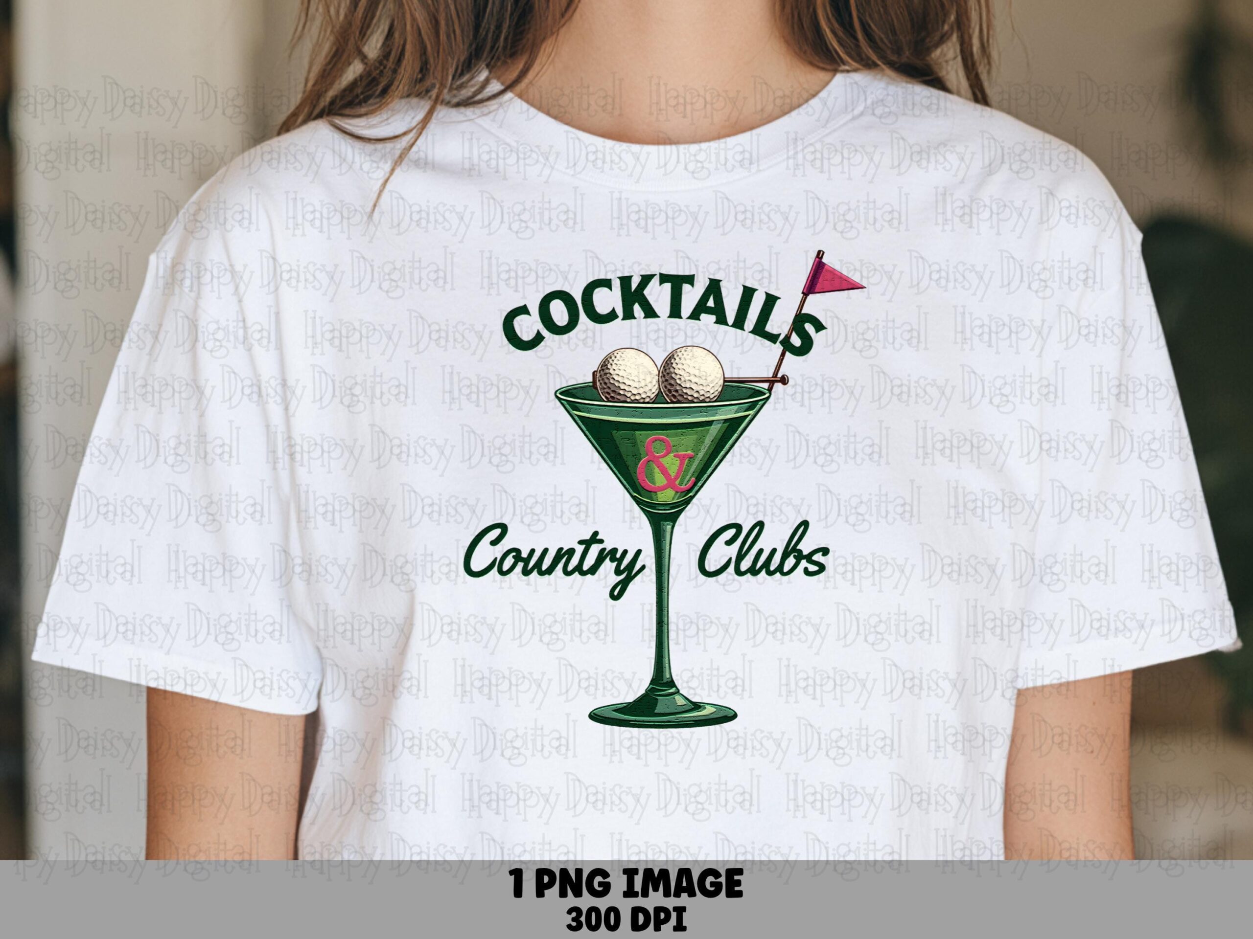 Sublimation PNG, Country Club Cocktail Clipart - Green Martini With Golf Balls | Commercial Use, 300 DPI