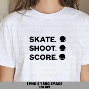 Skate Shoot Score, Minimal Hockey PNG SVG Files | Bold Block Text Icon, 300 DPI Print-Ready, Commercial Use