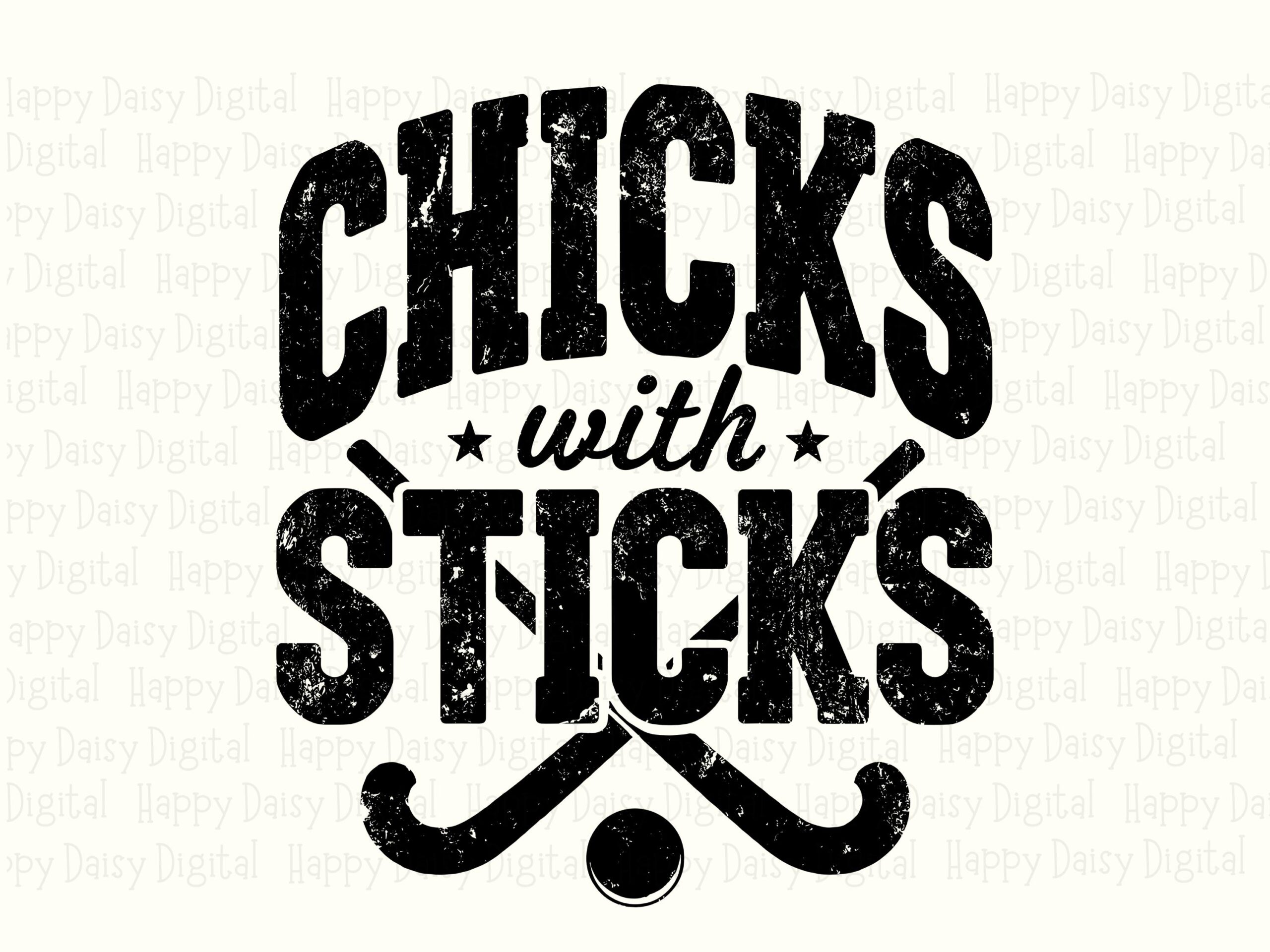 Chicks Sticks, Grunge Field Hockey Design PNG & SVG | Distressed Arched Typography | 300 DPI, Commercial Use - Image 2