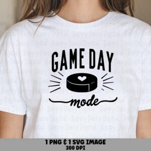 Game Day, Hockey Puck Heart Graphic PNG SVG | Black Sublimation Design, Commercial Use, POD Friendly (300 dpi)
