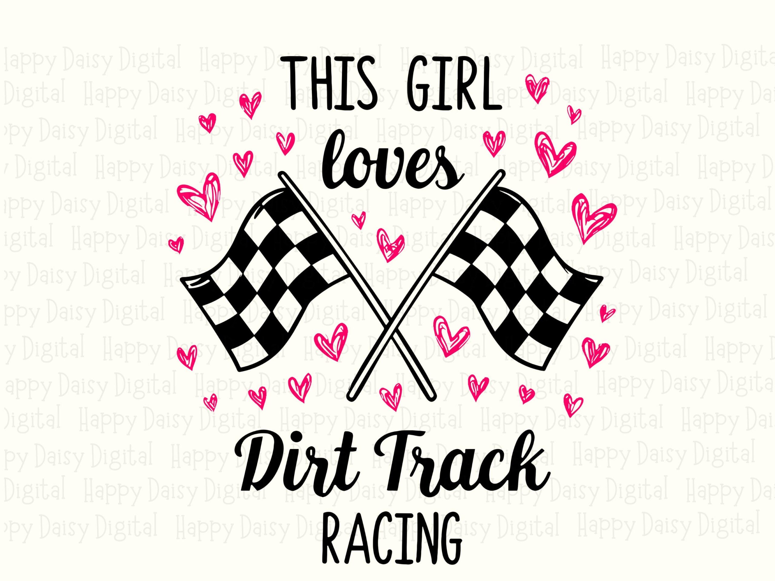 Dirt Track, Hand-Drawn Racing Clipart, Pink Hearts Checkered Flags | PNG & SVG, 300 DPI, Commercial Use - Image 2