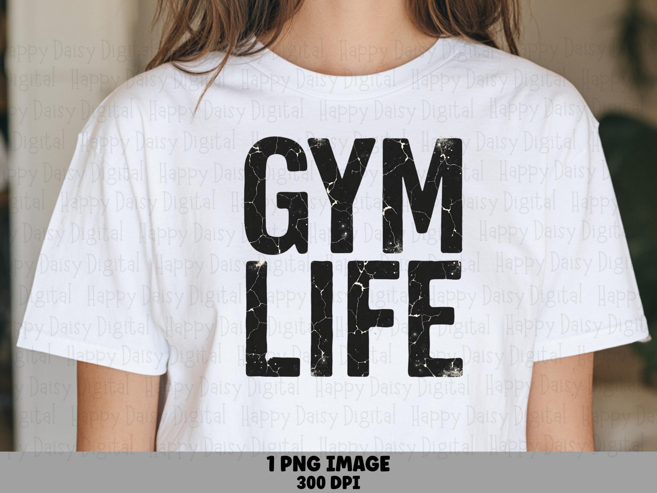 Gym Life Text, Distressed Bold Typography PNG | Sublimation Commercial Use | 300 DPI Print-Ready