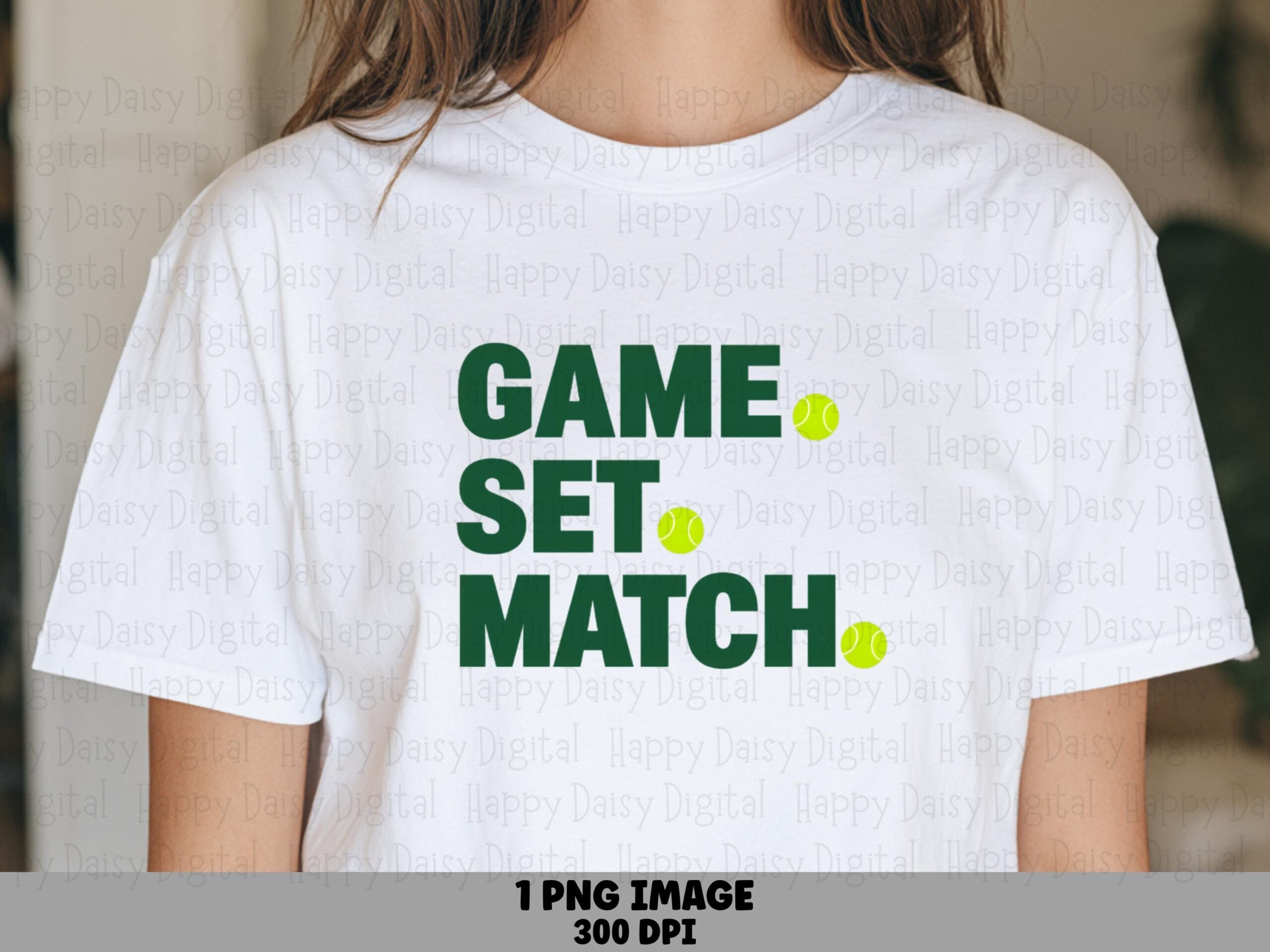 Game Set Match, Bold Stacked Text PNG, Tennis Ball Punctuation | Sublimation Commercial License | 300 DPI