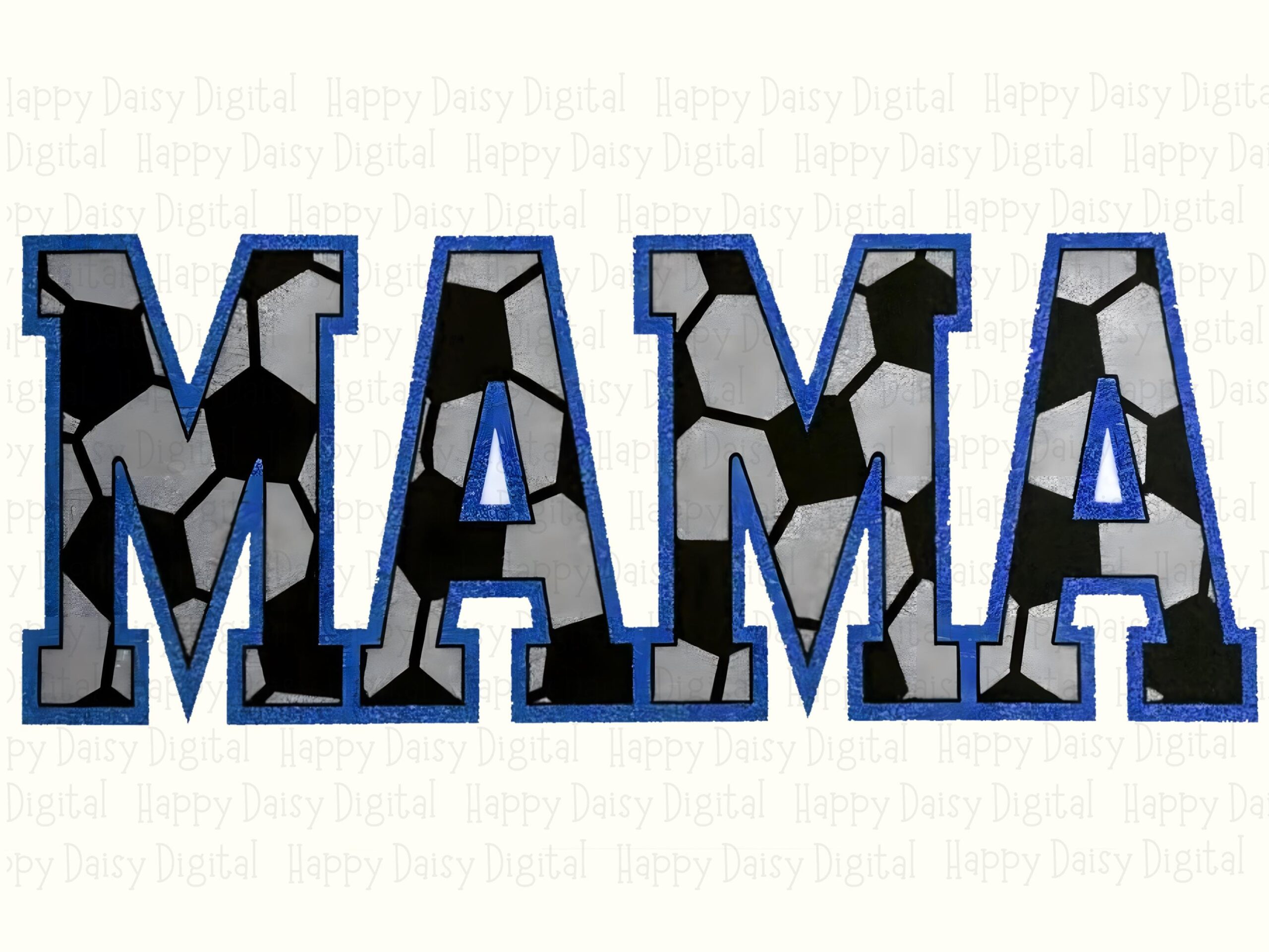 Soccer Mama, Varsity Lettering PNG | Ball Pattern Fill, Blue Outline | Sublimation, 300 DPI, Commercial License - Image 2