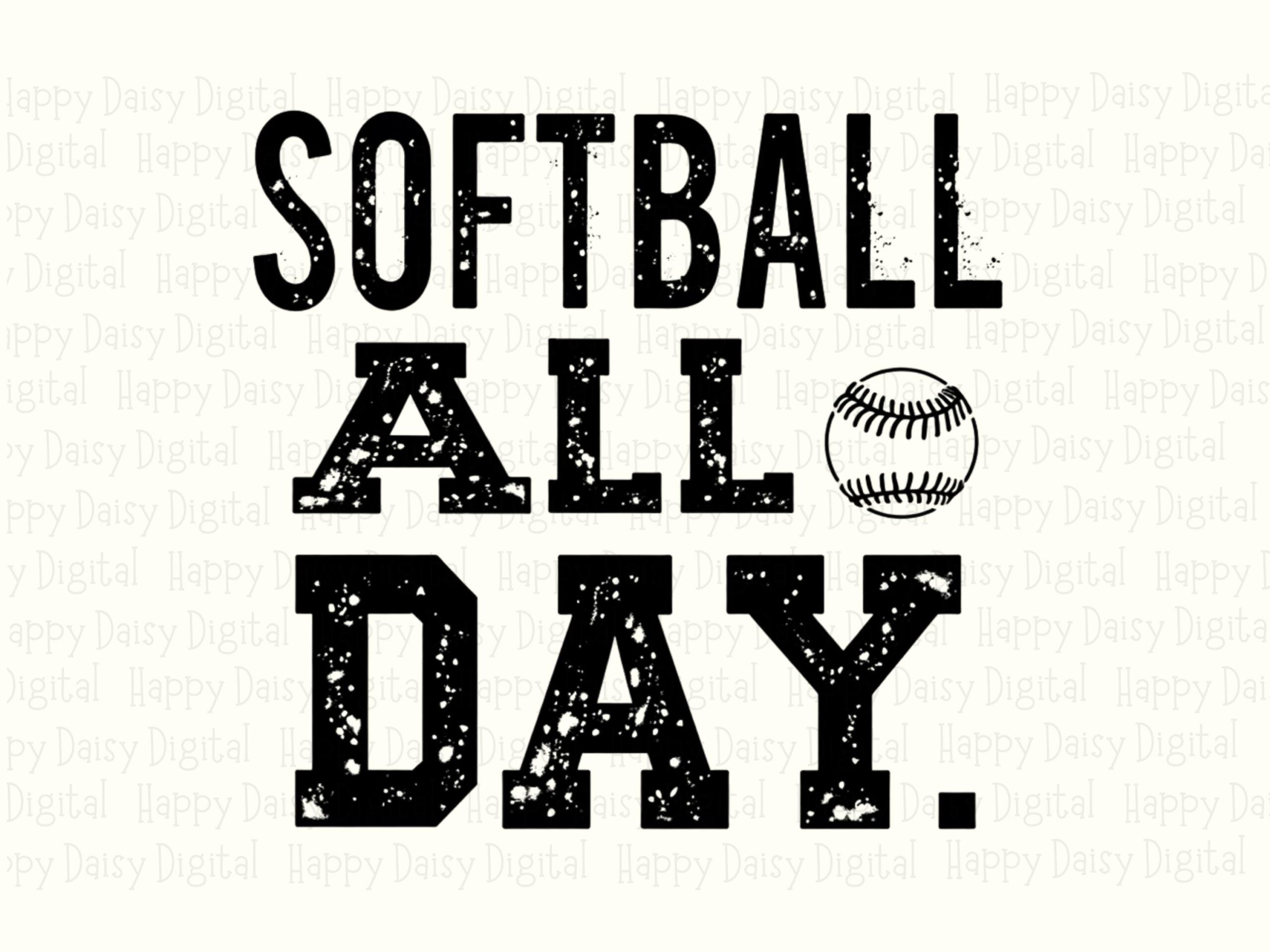 Softball All Day, Distressed Stacked Text PNG, Sporty Ball Icon | Sublimation, Commercial Use, 300 DPI - Image 2