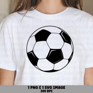 Soccer Ball, Classic Black White Icon - PNG & SVG Files, 300 DPI, Sublimation Commercial Use