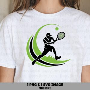 Green Swoosh, Sporty Tennis Silhouette PNG SVG | Sublimation Graphic | Commercial License, Digital Files