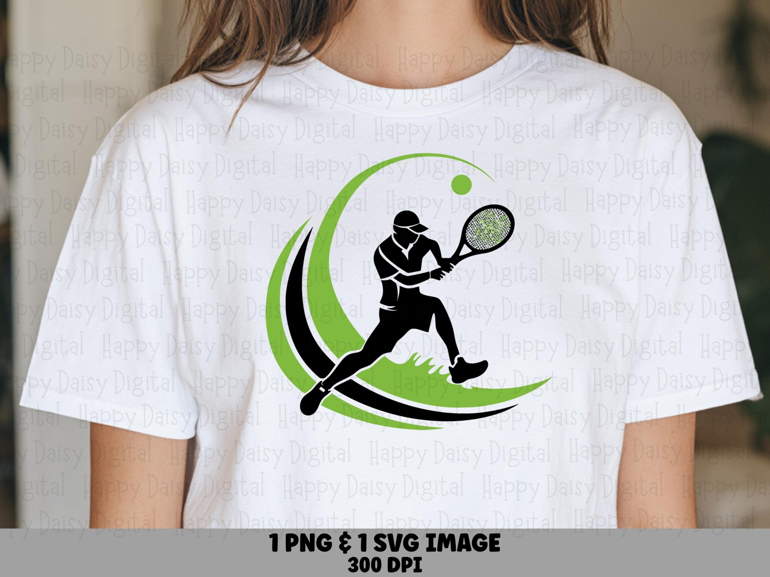 Green Swoosh, Sporty Tennis Silhouette PNG SVG | Sublimation Graphic | Commercial License, Digital Files