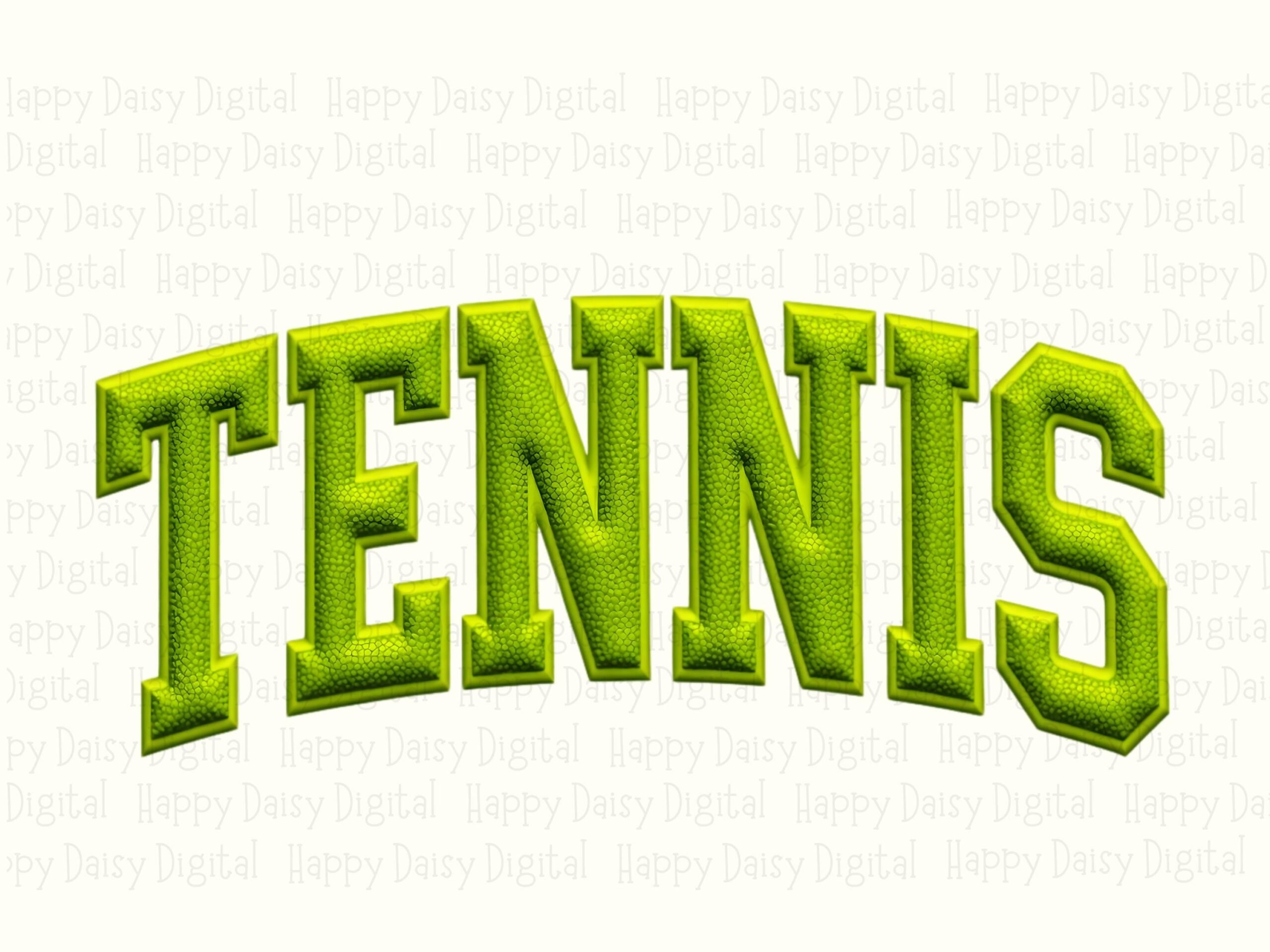 Varsity Tennis, Embroidery Look Arch PNG | Green Faux Embroidered Texture | Sublimation, Commercial Use, 300 DPI - Image 2
