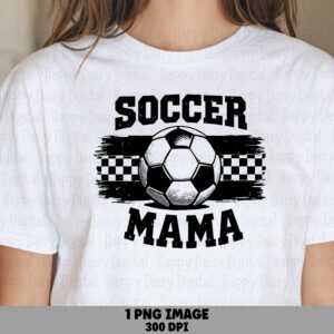 Soccer Mama PNG, Checkered Flag Clipart, Black White Ball - Sublimation, Commercial License, 300DPI PrintReady