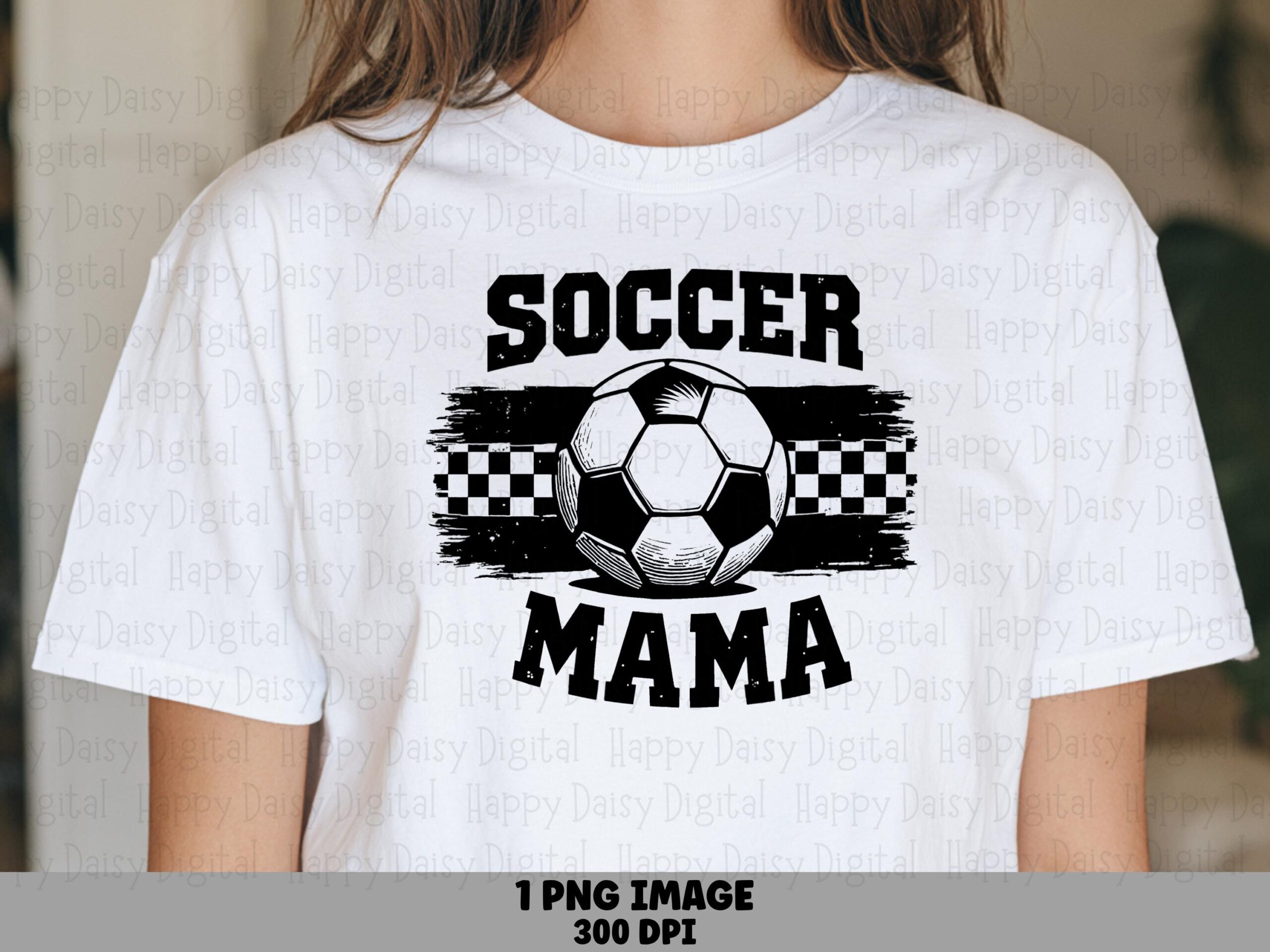 Soccer Mama PNG, Checkered Flag Clipart, Black White Ball - Sublimation, Commercial License, 300DPI PrintReady