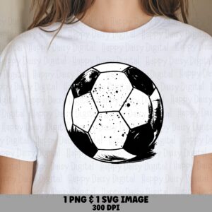 Soccer Ball, Distressed Grunge Clipart, Brush Stroke Sketch | PNG & SVG, 300 DPI, Commercial Use