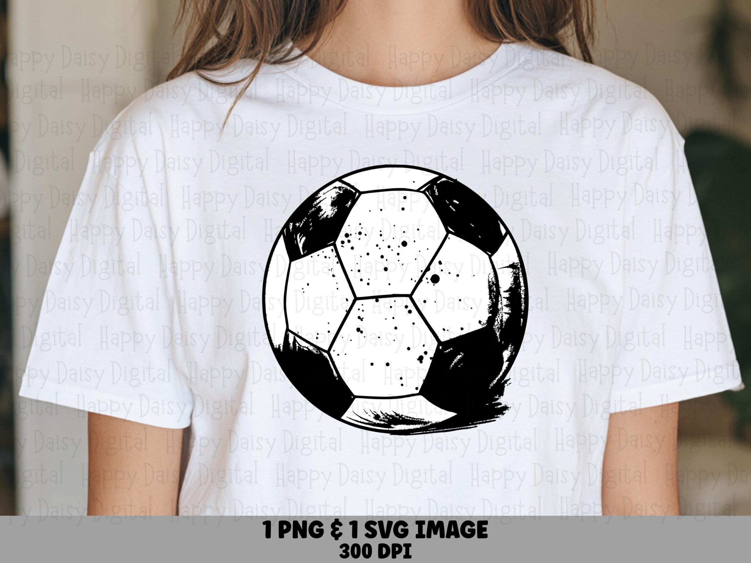 Soccer Ball, Distressed Grunge Clipart, Brush Stroke Sketch | PNG & SVG, 300 DPI, Commercial Use