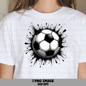 Soccer Ball, 3D Ink Splash PNG | Sublimation Clipart, Commercial Use, Print-Ready 300 DPI, Transparent Background