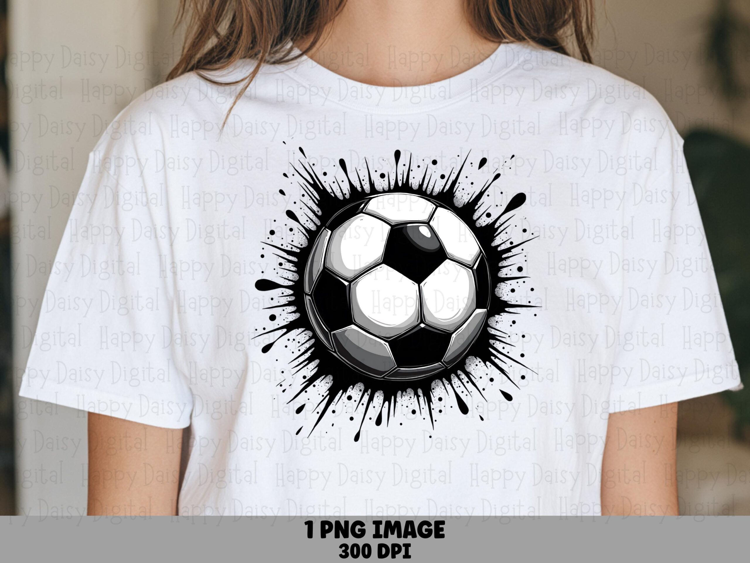 Soccer Ball, 3D Ink Splash PNG | Sublimation Clipart, Commercial Use, Print-Ready 300 DPI, Transparent Background