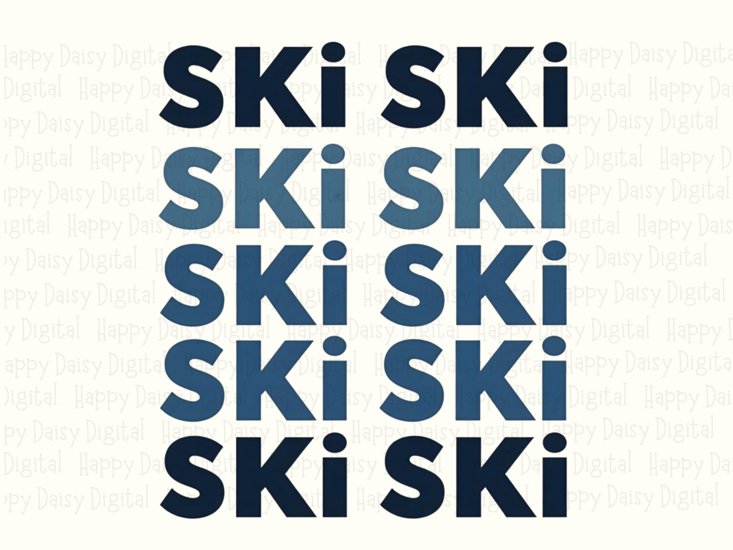 Ski Repeat, Gradient Text PNG | Sublimation Clipart, Navy To Slate Blue Stacked Typography, Commercial Use, 300 DPI - Image 2