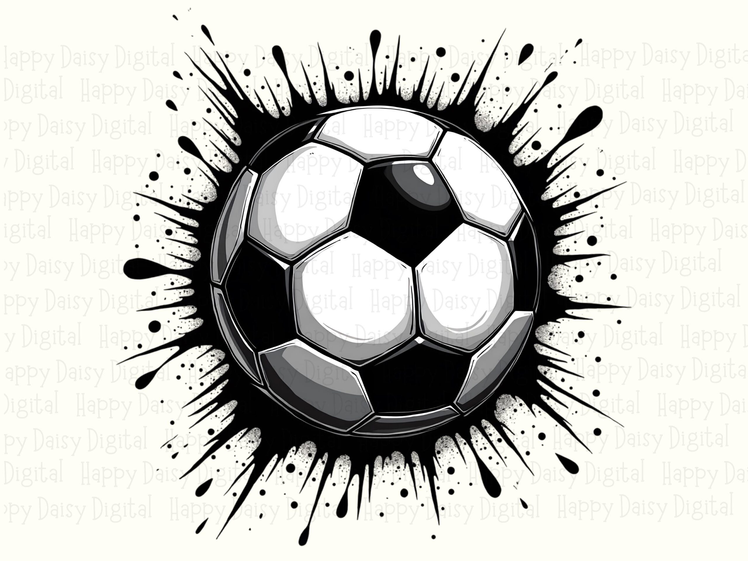 Soccer Ball, 3D Ink Splash PNG | Sublimation Clipart, Commercial Use, Print-Ready 300 DPI, Transparent Background - Image 2