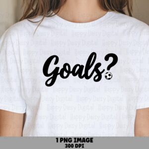Goals Script, Minimalist Soccer Ball PNG | Cursive Black Design | 300 DPI, Sublimation, Commercial Use