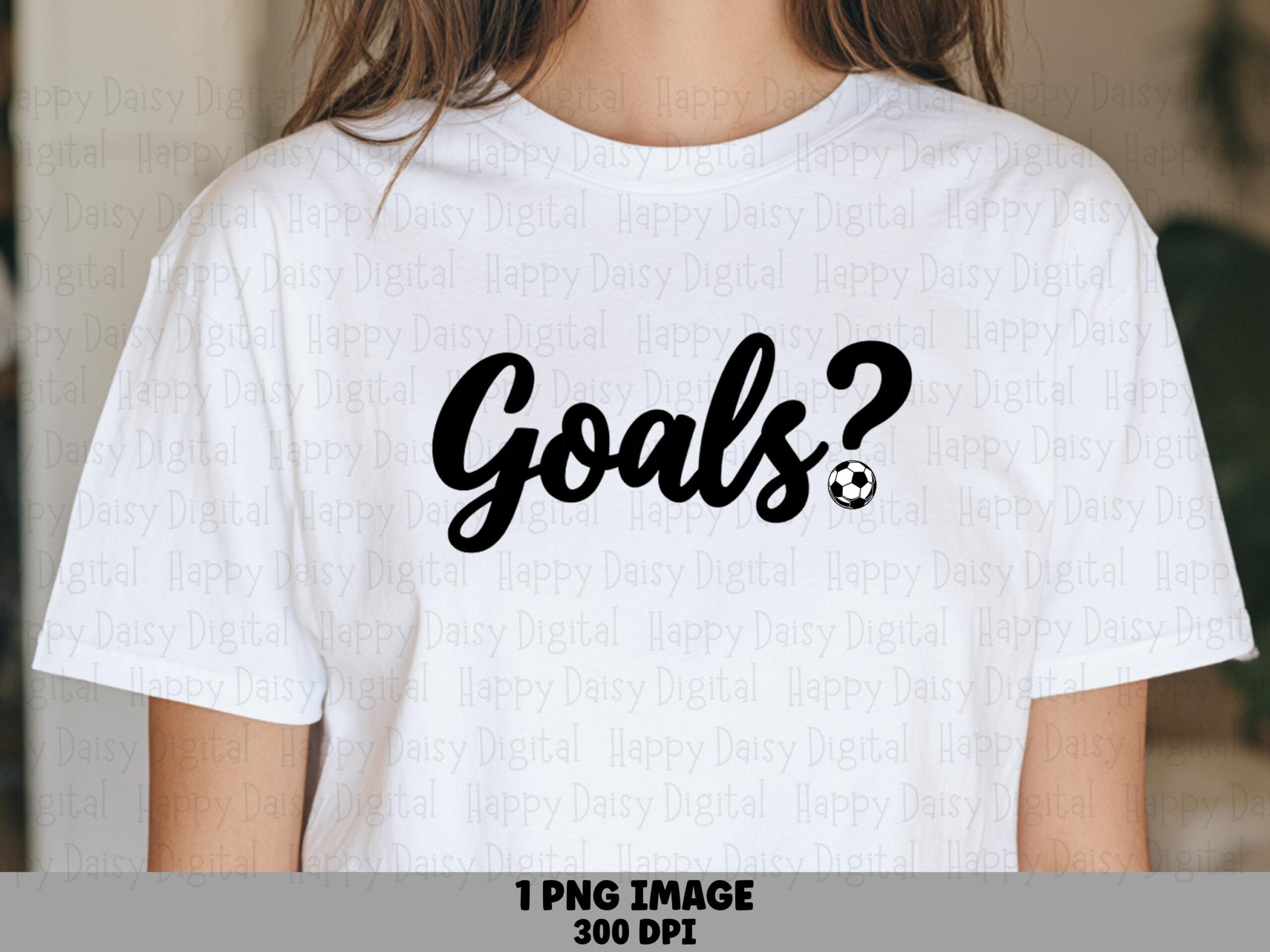 Goals Script, Minimalist Soccer Ball PNG | Cursive Black Design | 300 DPI, Sublimation, Commercial Use
