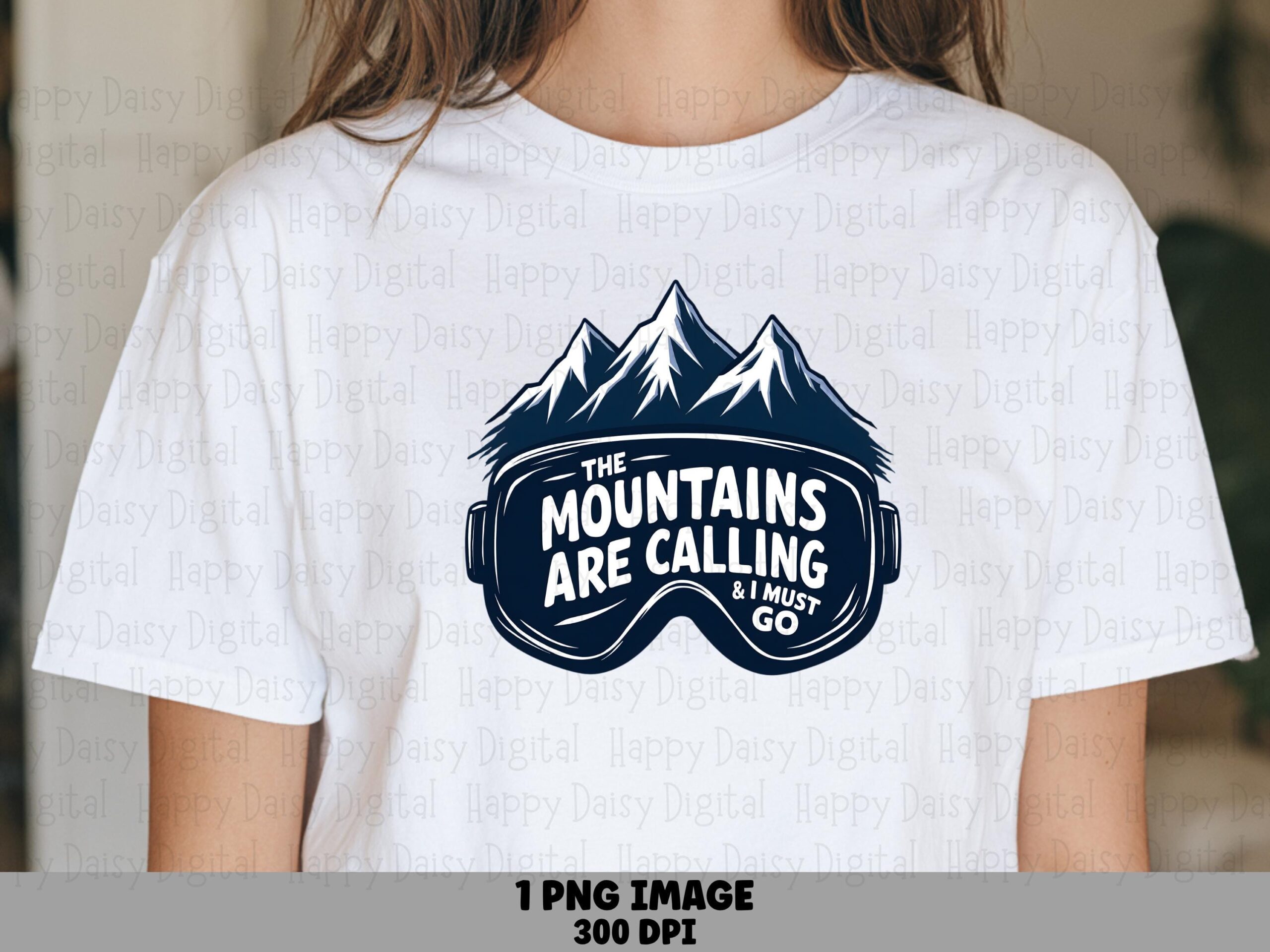 Mountains, Ski Goggles PNG, Navy Peaks Sublimation File | Commercial Use, 300 DPI, Print Ready
