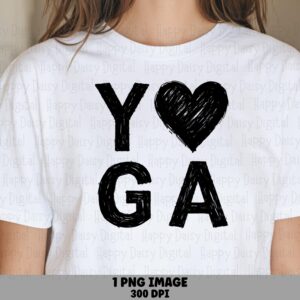 Yoga Heart, Hand-Sketched PNG | Sublimation Graphic, POD Ready, Commercial Use, Transparent Background, 300 DPI