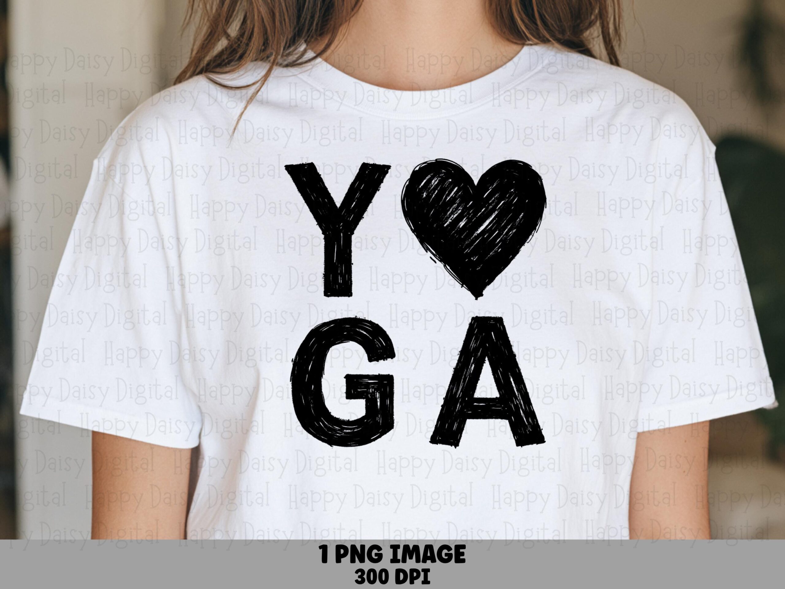 Yoga Heart, Hand-Sketched PNG | Sublimation Graphic, POD Ready, Commercial Use, Transparent Background, 300 DPI