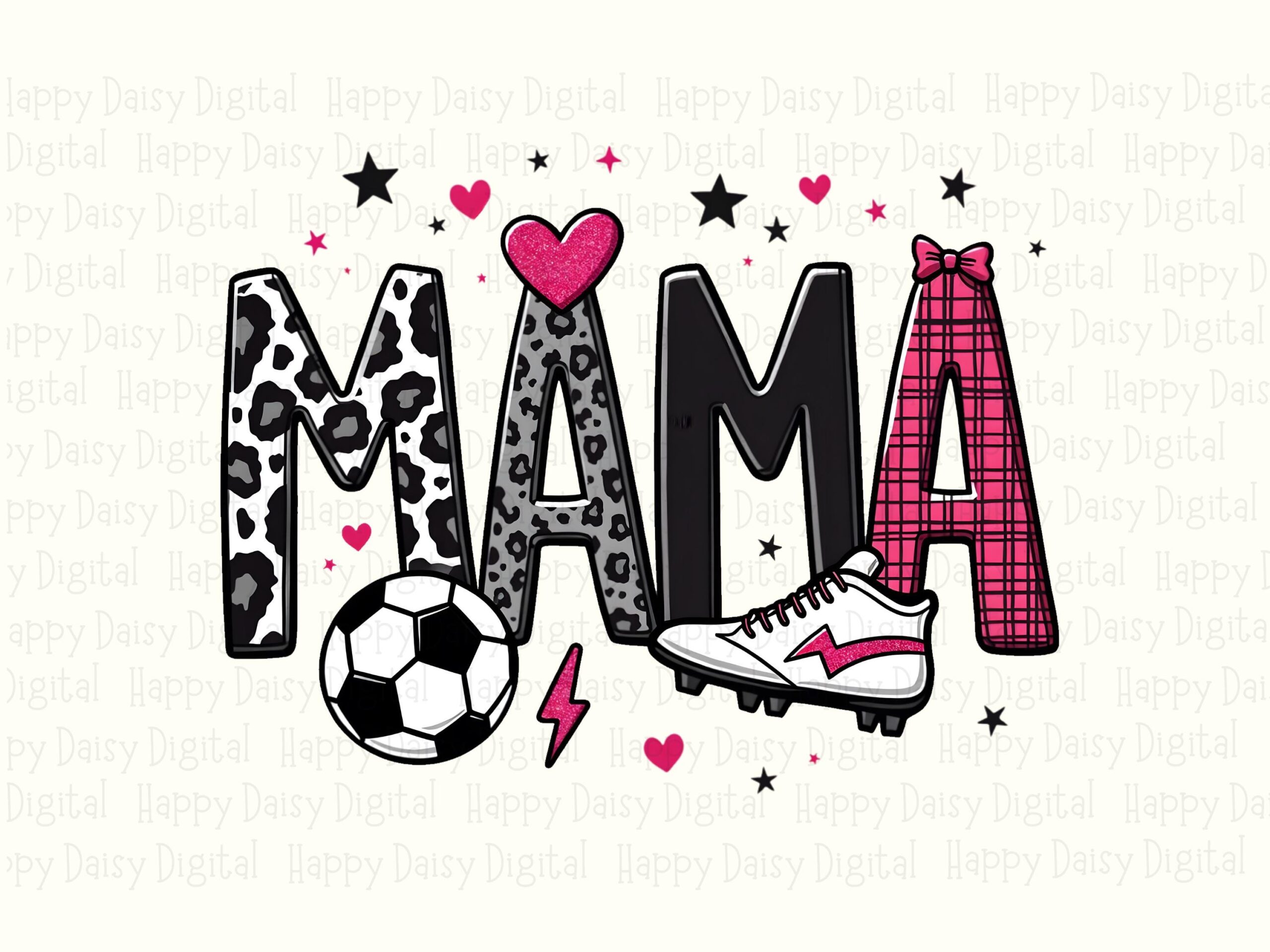 Soccer Mom, Teal Leopard Print PNG Clipart | Sublimation, Commercial License, Ball Graphic, Star Accents - Image 2