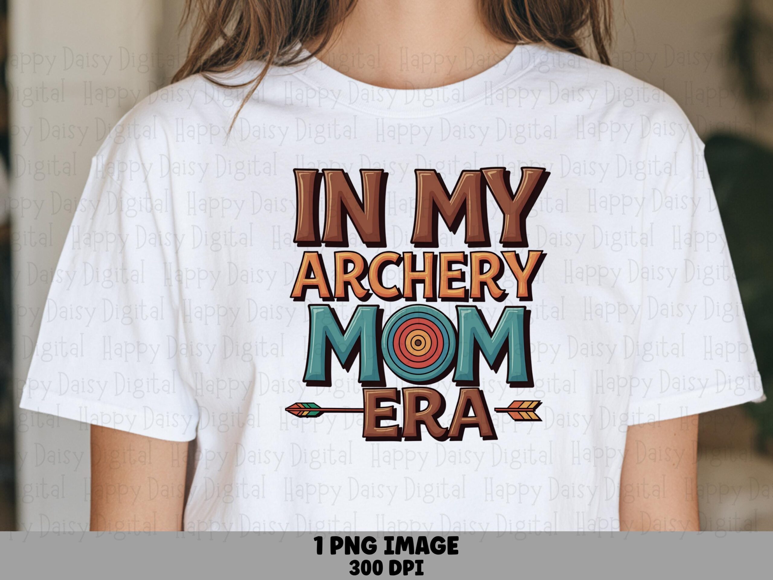 Archery Mom Era, Distressed Bullseye PNG Clipart - Digital Download, 300 DPI | Commercial Use License, For POD Sellers