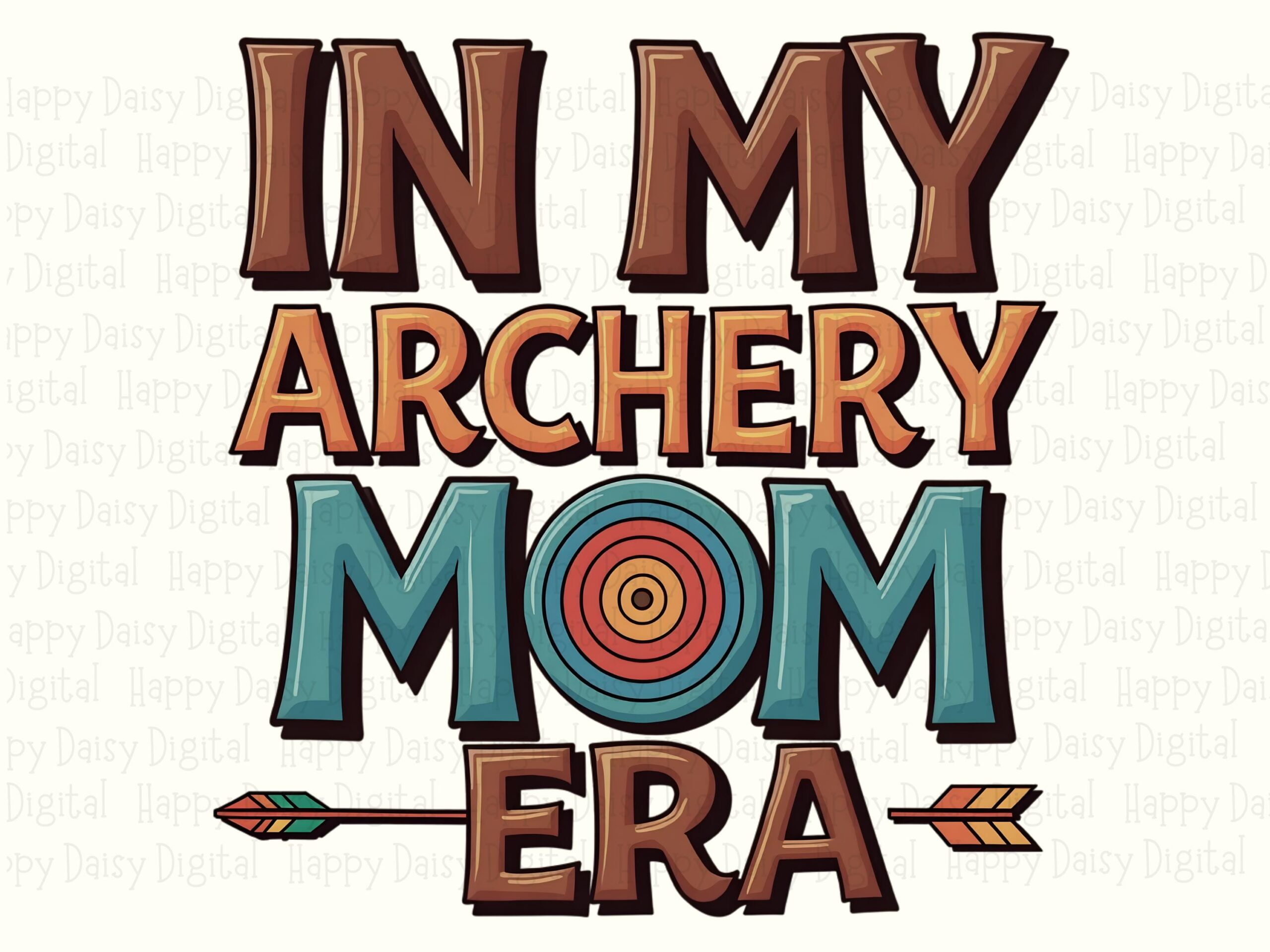 Archery Mom Era, Distressed Bullseye PNG Clipart - Digital Download, 300 DPI | Commercial Use License, For POD Sellers - Image 2
