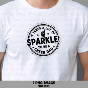 Cheer Dad Badge, Sparkle Circular PNG | Sublimation, Transparent Background | 300 DPI, Commercial Use